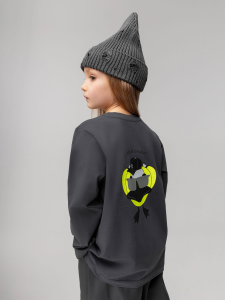 Лонгслив, темно-серый (салатовый)