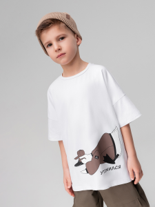 Футболка, белый (коричневый)