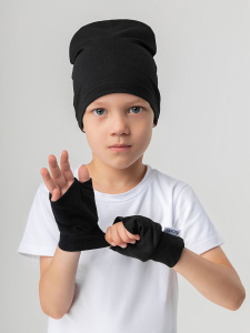 Комплект (шапка, перчатки), черный