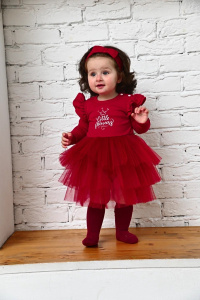 Боди-платье "Little Princess" с повязкой new (набор), марсала