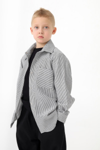 Рубашка в полоску Лен, черный