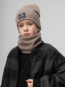 Комплект (шапка, снуд), коричневый