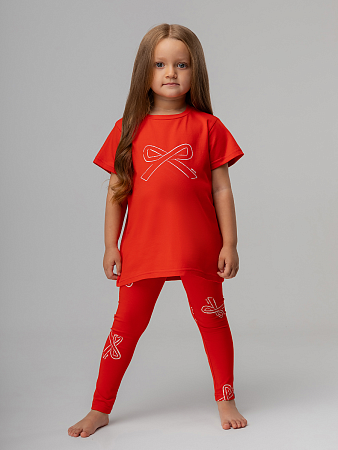 Леггинсы, красный (белый