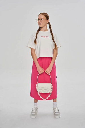 Костюм, молоко/малиновый