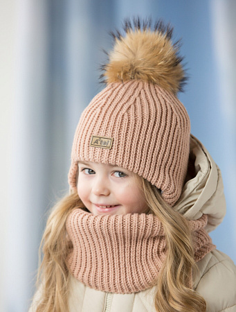 ШАПКА "Диджа", т.розово-бежевый