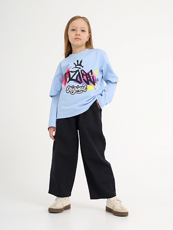 Лонгслив over Graffiti, голубой