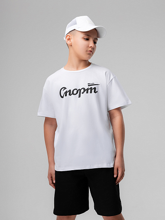 Футболка, белый (черный)