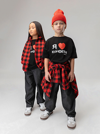 Рубашка, черный (красный)